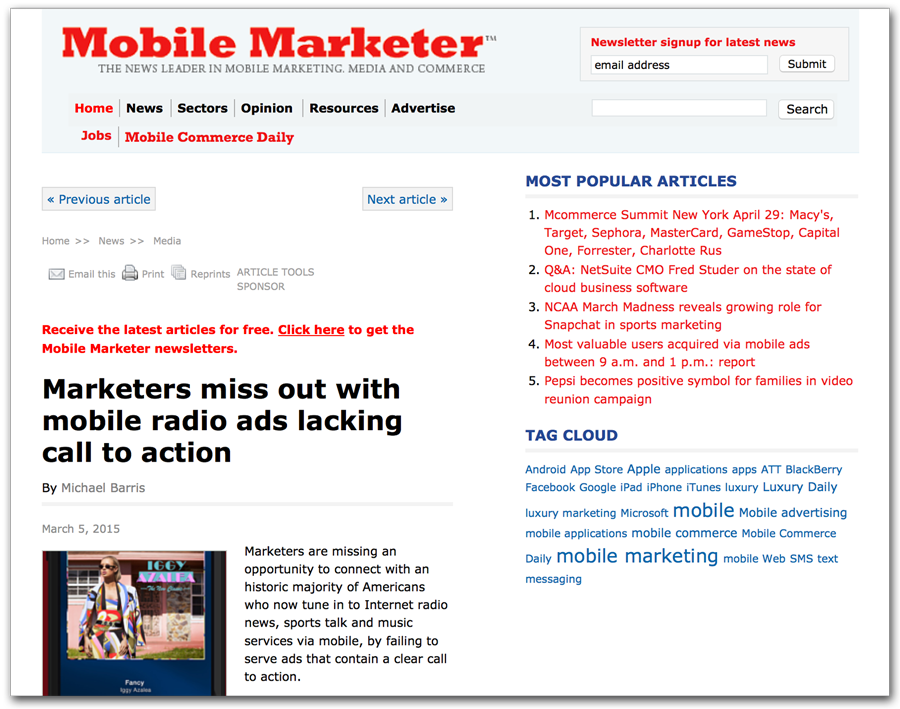 Mobile Marketer Magazine Features XAPPmedia