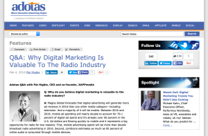 Adotas Q&A with Pat Higbie on Digital Marketing for Radio Industry